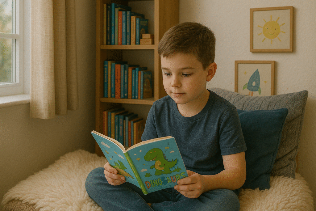 Boy reading a book
