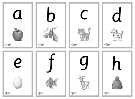 Alphabet Picture Flashcards (Lower Case) - Black & White