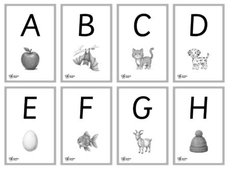 Alphabet Picture Flashcards (Upper Case) - Black & White