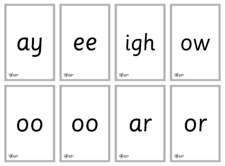 Digraph & Trigraph Flashcards - Black & White