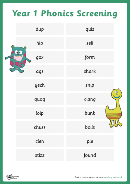 Phonics Screening Words List