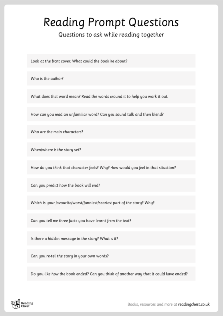 Reading Prompt Questions - Black & White