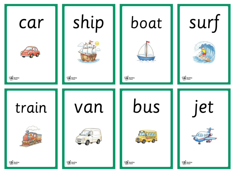 Transport Phonics Flashcards
